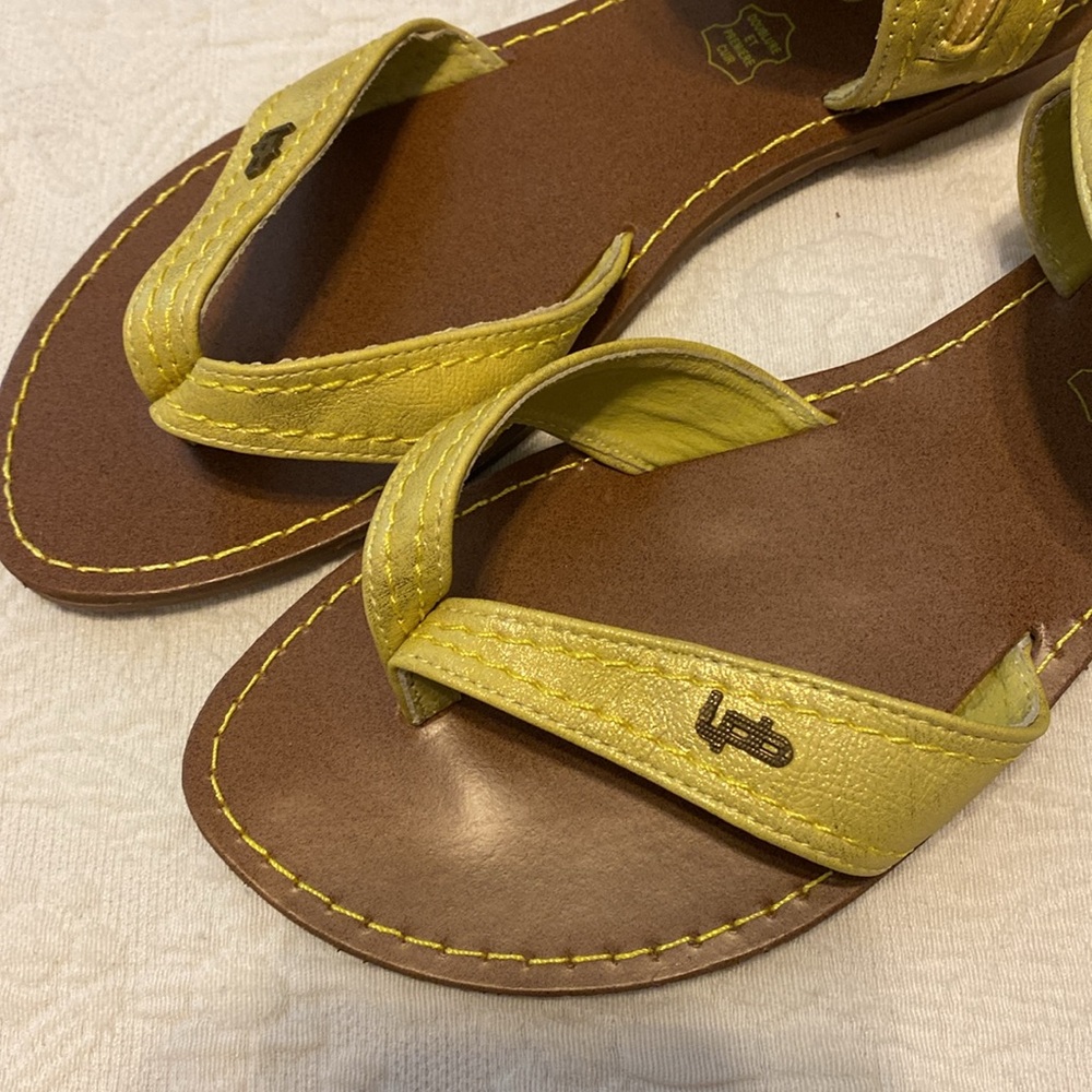 LPB Les ptites bombes yellow leather sandals size 39/8.5 - Picture 2 of 7